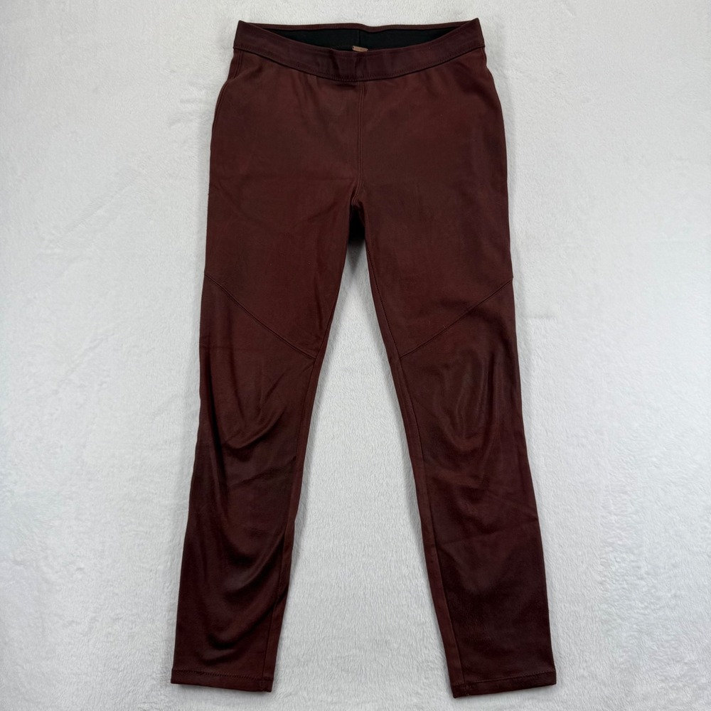 Free People Faux Suede Leggings Size 26 Burgundy Brown Fitted Pants Women